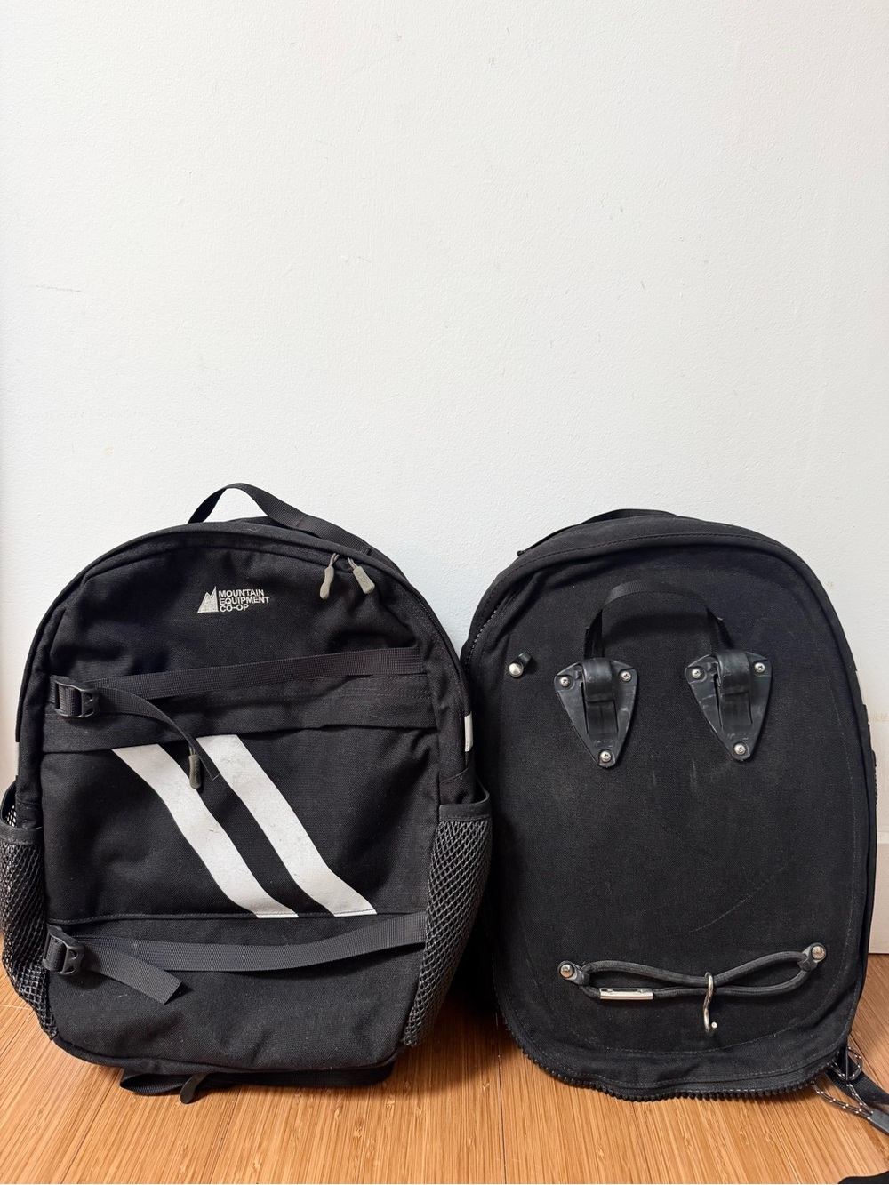 MEC pair of convertible bike pannier backpacks